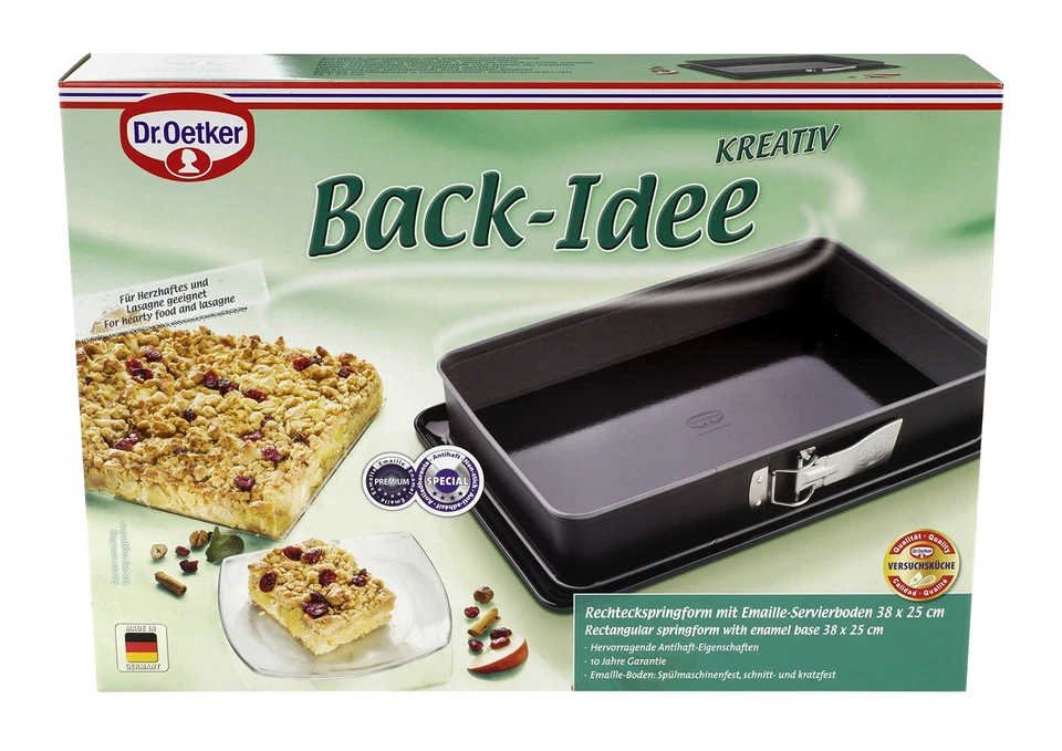 Rechteckige Springform mit Emaille-Servierboden, 38 cm, Back-Idee – Antihaft-... - Bild 4 von 4