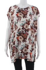 Show Me Your Mumu Womens Tunic White Floral Sleeveless Round Neck Cotton Size S