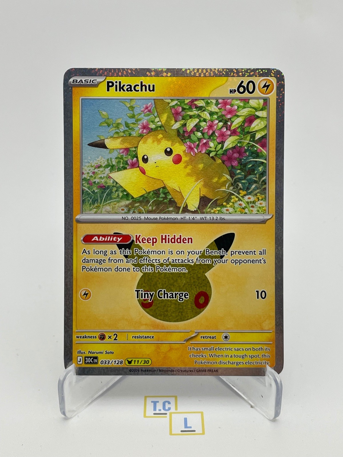 Pikachu 033/128 Holo Pikachu Rare ME: 30th Celebration Pokemon Near Mint