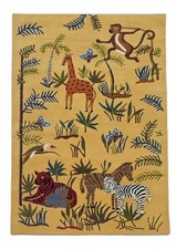 Safari Animal Hand-Tufted 100 Wool With Carpet For Kids, Jungle Theme Area Rugs