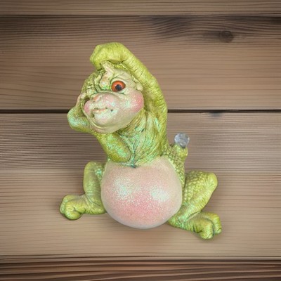 1988 Dragon Keep YIKES Dragon Figurine w Swarovski Crystal Ball Marty Sculpture