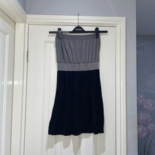 Primark Black White Striped Strapless Beach Summer Holiday Mini Dress Size Small