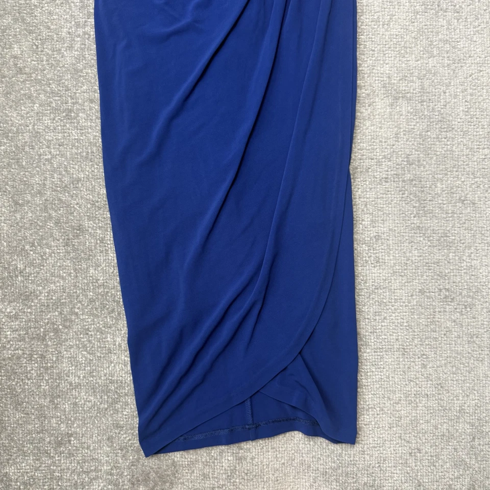 Nicole Miller Dress Womens 4 Blue Sleeveless V Neck Pleated Ruched Cocktail USA - Image 3 of 4