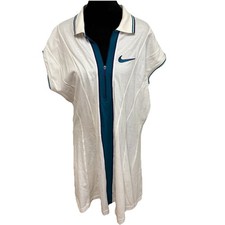 NWT DEADSTOCK white, navy blue, teal NIKE 1997 zip front tennis dress - size XL