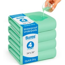 4 Pack Washable Waterproof Bed Pad Mattress Protector Incontinence 34x36 Inch