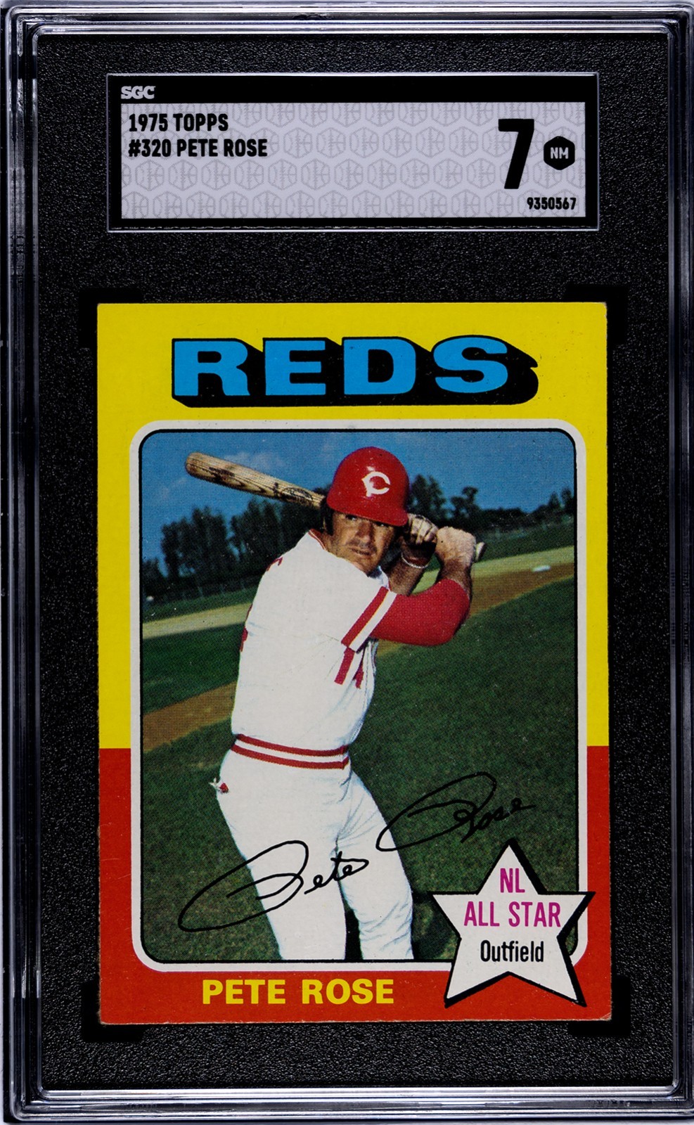1975 Topps Baseball Pete Rose Reds #320 Graded SGC 7 NM - Free S&H!