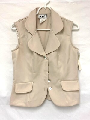 DBY Womens Vest Size 5 Beige Single Breasted Lightweight Waistcoat Y2K NWT