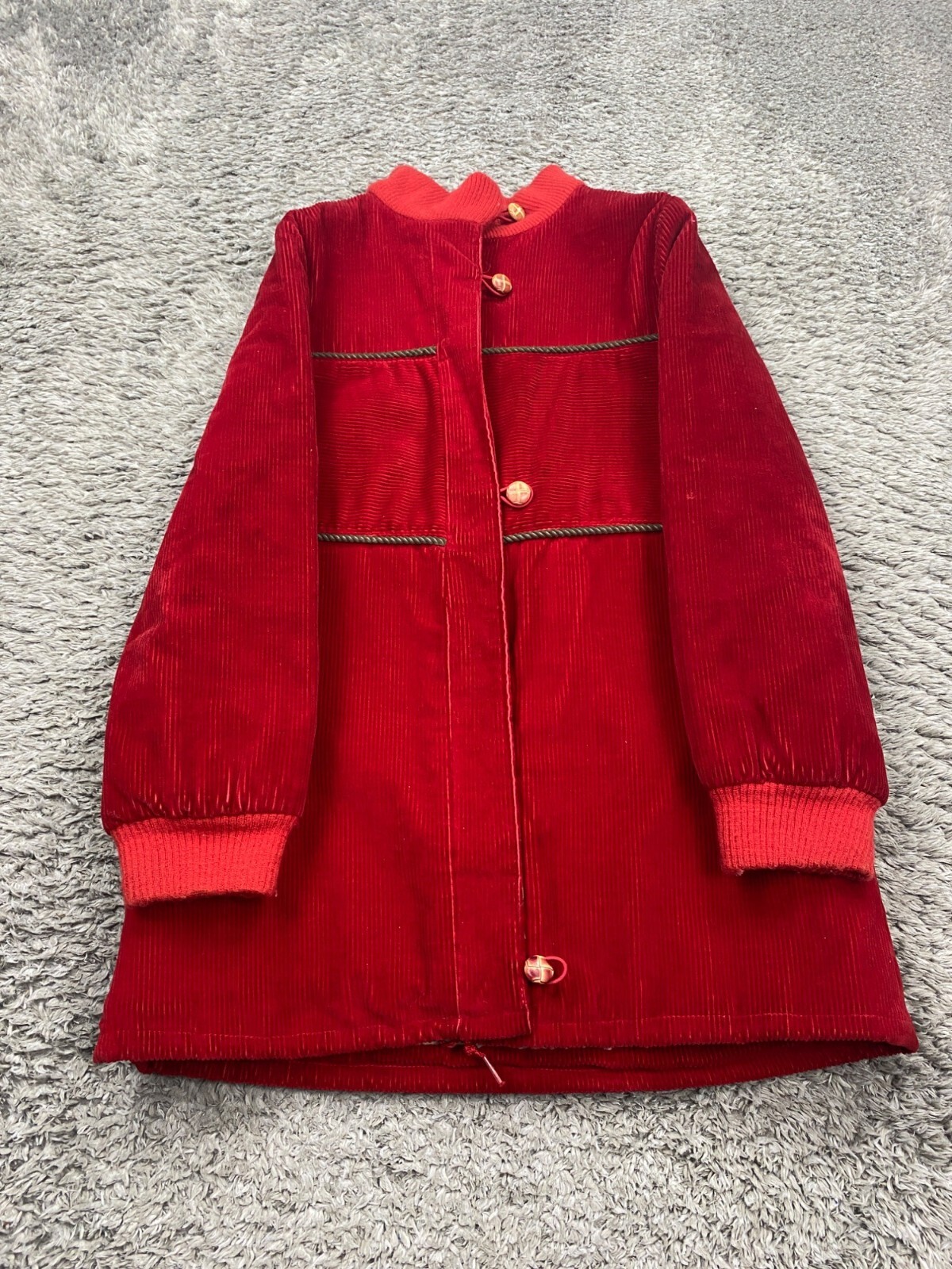 Vtg Corduroy Jacket Women Medium Red Wide Wale Whimsy Witchy Sherpa Lined Coat