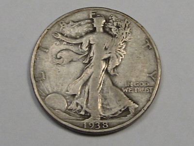 Schlüssel Datum F/VF 1938-d Walking Liberty Halb Dollar #7