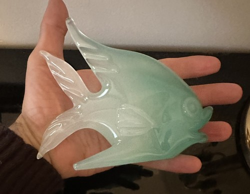 Vintage Venetian Murano Opal Alabastro Glass Fish Paperweight Archimedean Seguso - Picture 7 of 13
