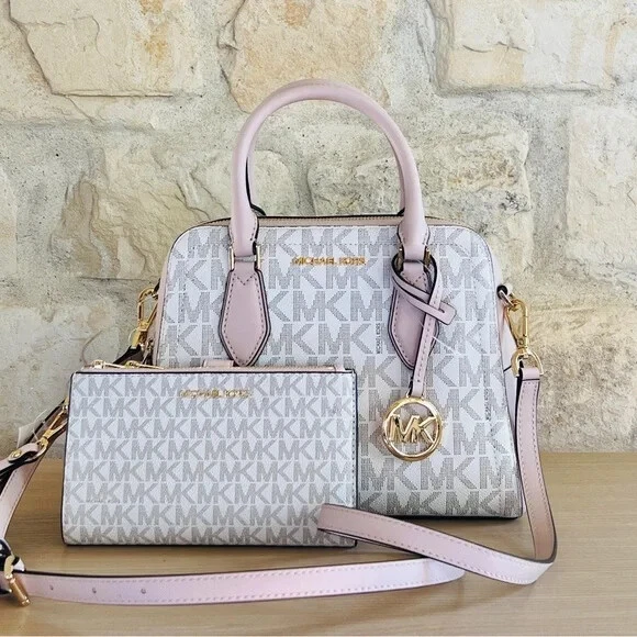 Michael Kors MK Ayden Medium Satchel Leather PVC Bags Wallet Option NWT Pink