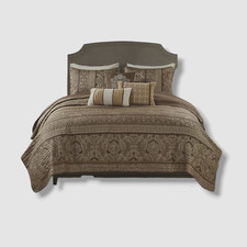 Madison Park Brown Bellagio 6-Pc Decorative Quilted Coverlet Set:King