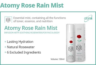ATOMY Rose Rain Mist 130ml Moisturizing Skin Care Stickiness for Face & Body.