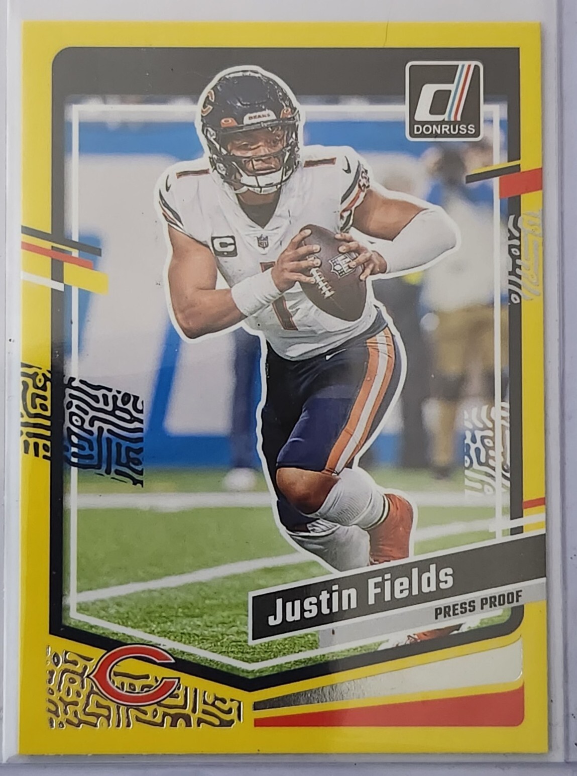 Justin Fields 2023 Donruss Football Yellow Press Proof Chicago Bears #48