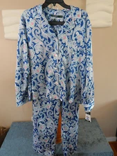 RALPH LAUREN Women's Blue Print #451 2 PC Garment PJ Set MSRP $84.00 - NWT 