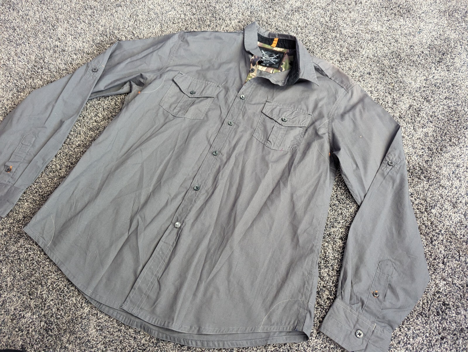 Mens Shirt Drill Clothing Company NYC Size M Green Button Up USA EUC