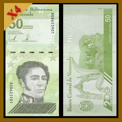 VENEZUELA 50 Digital banknotes x 4 Pcs = (2 x 100 DIGITALES) 2021 UNC COA