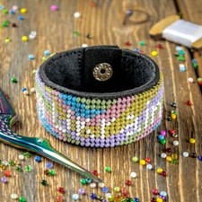 DIY Bead embroidery kit on artificial leather Bracelet