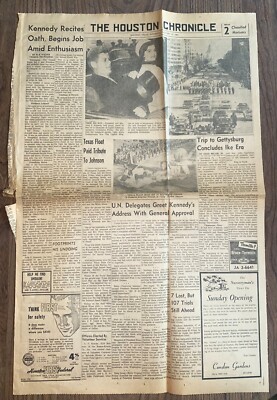 HOUSTON CHRONICLE 11/21/1961 PRESIDENT KENNEDY INAUGURAL PARADE COVERAGE