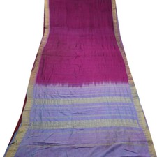 Vintage Purple 100 Pure Cotton Sarees Zari Handwoven Indian Sari Craft Fabric