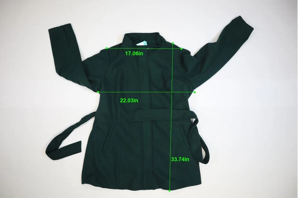 41 Abrigo Hawthorn Ava Verde Oscuro Cinturón Atado Cremallera Chaqueta Mujer Plus 2X Foto 4 de 4