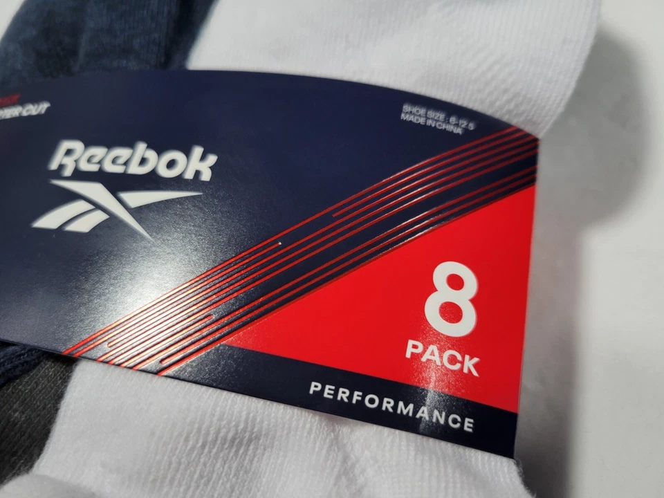 Calcetines deportivos de rendimiento Reebok para hombre corte cuarto talla (6-12,5) 8 pares Foto 4 de 4