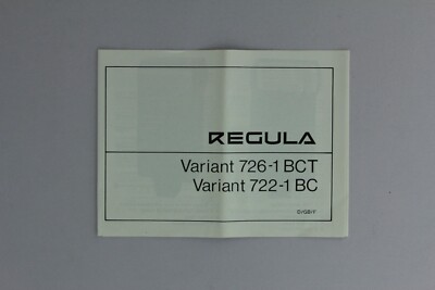 Bedienungsanleitung Manual Regula Variant 726-1 BCT Variant 722-1 BC (12061119)