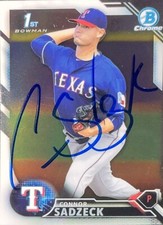 2016 Bowman Chrome #BCP172 Connor Sadzeck Rookie Rangers AUTO SIGNED