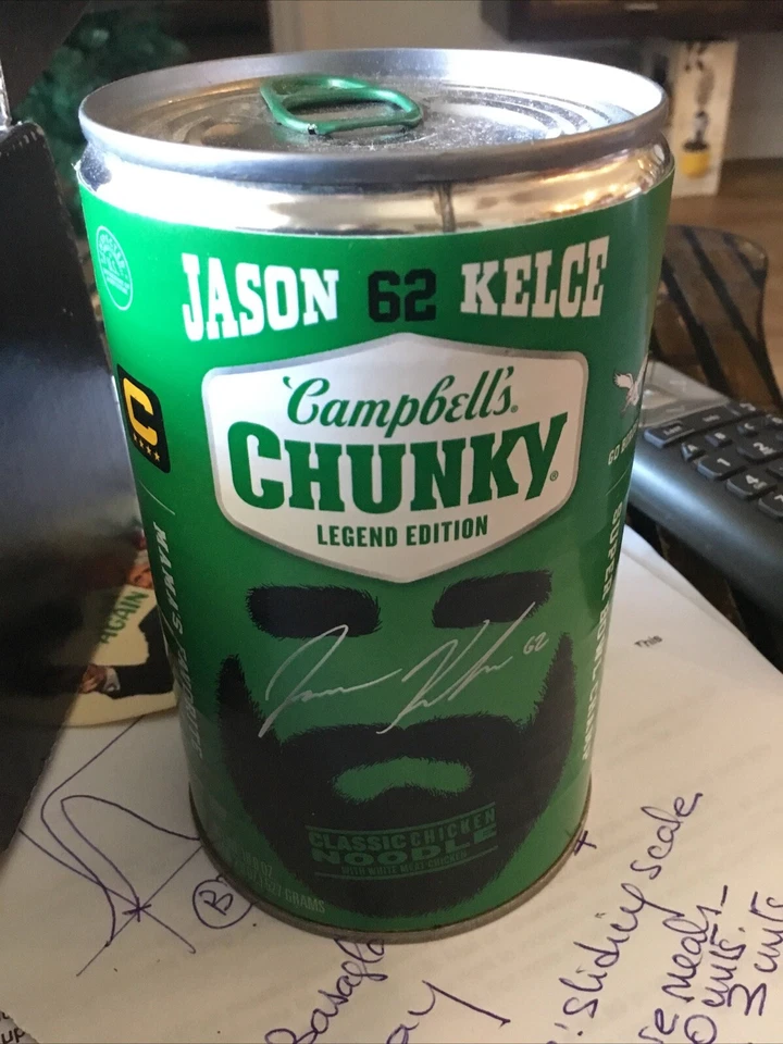 Campbell's Chunky Soup Legend e Edição Limitada JASON KELCE Super Bowl Champ Can - Imagem 2 de 3