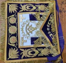 Masonic Regalia Grand Lodge Past Master Apron Purple Gold Hand Embroidered