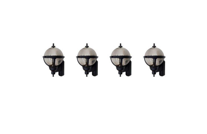 4 x ASD GL/BS100 Ornate Globe Wall Lantern Blacks / Smoke Effect
