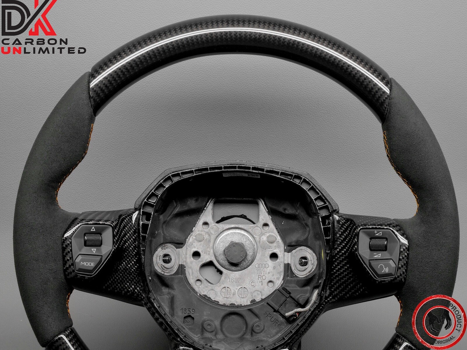 Lamborghini LP700 Aventador SVJ Alcantara Orange Stitch Carbon Steering Wheel v4