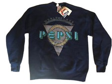 Vtg 80s 90s PEPSI Color Block Spellout SWEATSHIRT Top M Made USA Nos