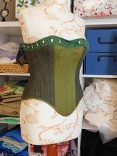 Corsetto Fantasy 1860, Corsetto Vittoriano, Corsetto Steampunk, Corsetto Verde
