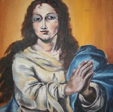 Vintage oil painting woman portrait