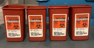4~PACK-- Sharps Container Biohazard Needle Disposal 1 Qt Size