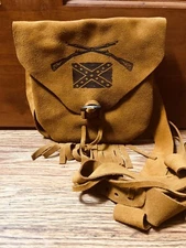 Muzzleloading black powder Fringe Engraved Bag Handcrafted Brown Suede Leather