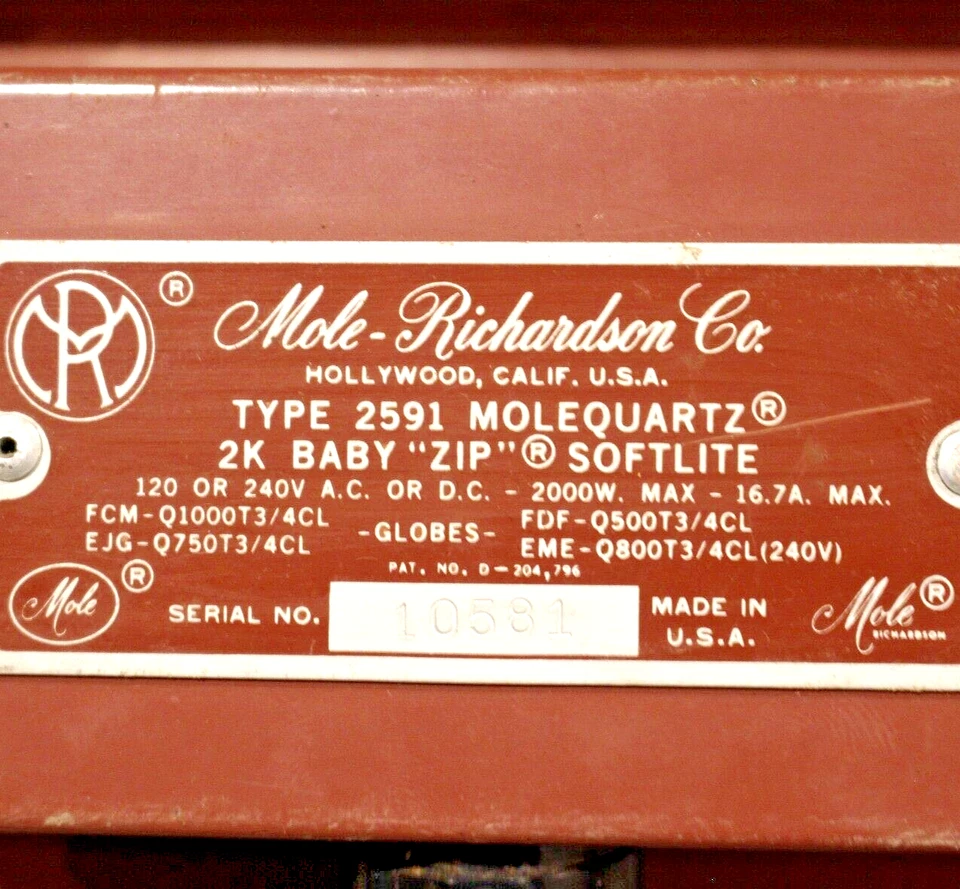 2K Mole-Richardson Baby Softlite 2591 Molequartz Tungsten Halogen STUDIO LIGHT - Image 3 of 4