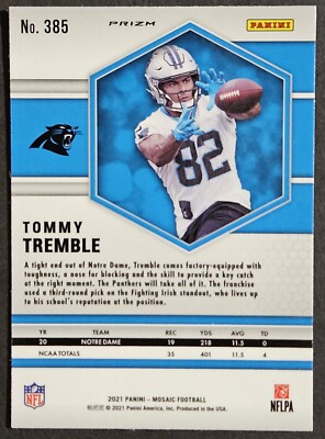 2021 Panini Mosaic Blue Reactive Prizm #385 Tommy Tremble Rookie