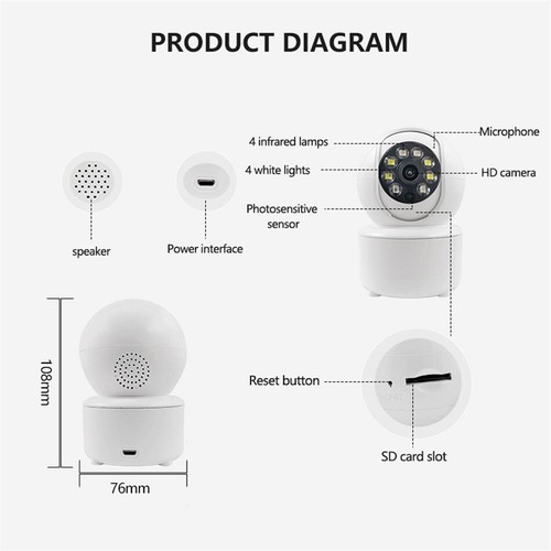 HD PTZ Wifi IP Camera Color Night Vision Wireless CCTV Home Security Cameras - Picture 3 of 14