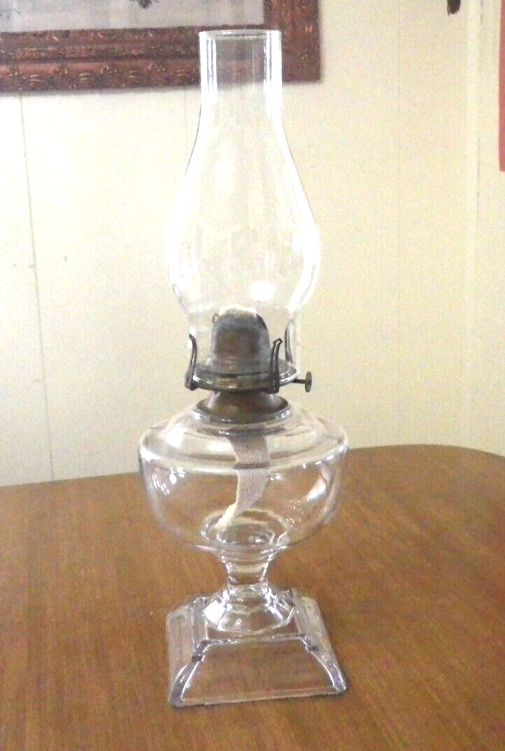 Vintage Clear Glass Oil Lamp Burner Chimney Patent Sep 19, 1882- Dec 4, 1883 #21-image