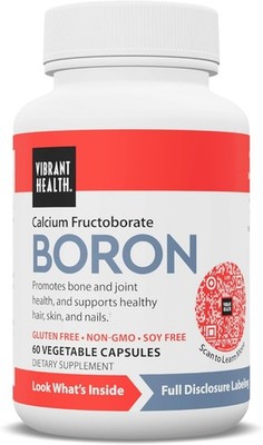 Vibrant Health Boron,  For Bone & Joint Heath, Hair Skin & Nails, 60 Veg caps