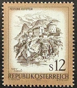 Austria, Beautiful Scenes, Kufstein Fortress, MNH, Scott #1108, Michel #1654, VF