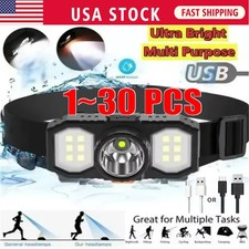 XPE COB LED Powerful Headlamp USB Rechargeable Camping Head Light Adjustable Lot