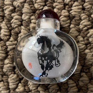 Vintage porcelain GLass Snuffbottle Horse 20th century.