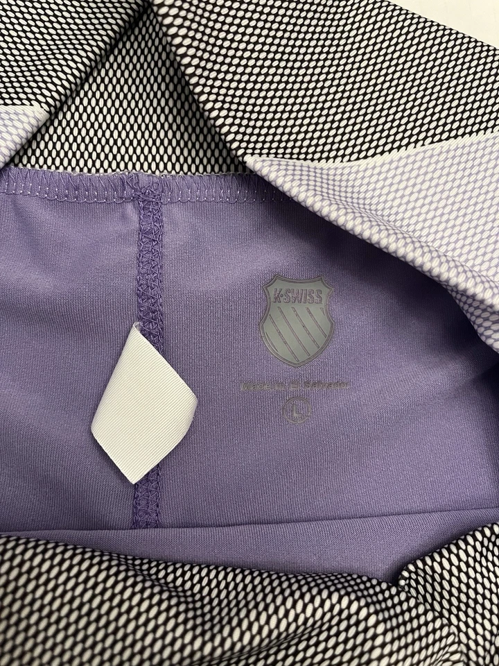 K-Swiss Striped Active Mini Skirt Women’s Large Purple Black Grey - Image 2 of 4