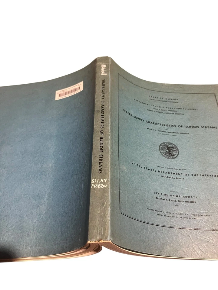 WATER-SUPPLY CHARACTERISTICS OF ILLINOIS STREAMS 1950 (U.S.G.S.) VG+ Cond - PB - Image 2 of 4