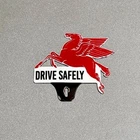 VINTAGE MOBIL PEGASUS PLATE TOPPER PORCELAIN SIGN CAR GAS TRUCK OIL MOTORCYCLE