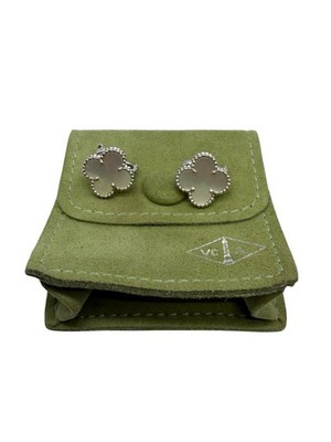 Van Cleef & Arpels Vintage Alhambra Earrings 18K White Gold, Mother of Pearl