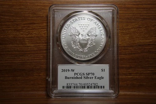 2019 W Burnished Silver Eagle PCGS MS70 Signed General George W Casey